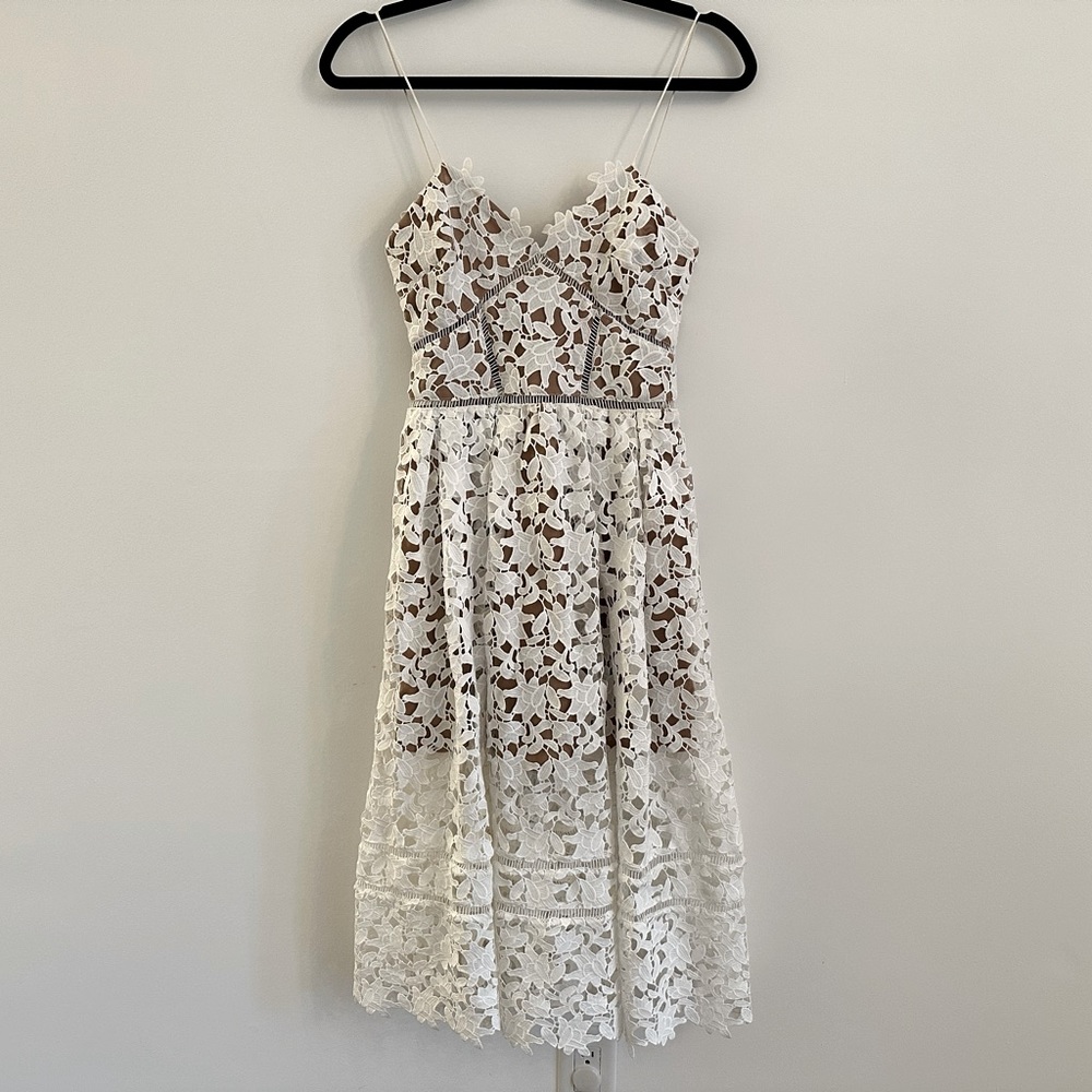 Self-Portrait White Spaghetti Strap Mini Dress